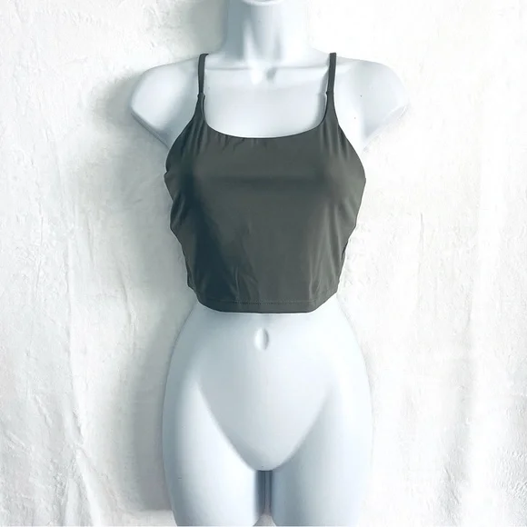 Olive Green Spaghetti Strap Tank Top - Picture 2 of 8